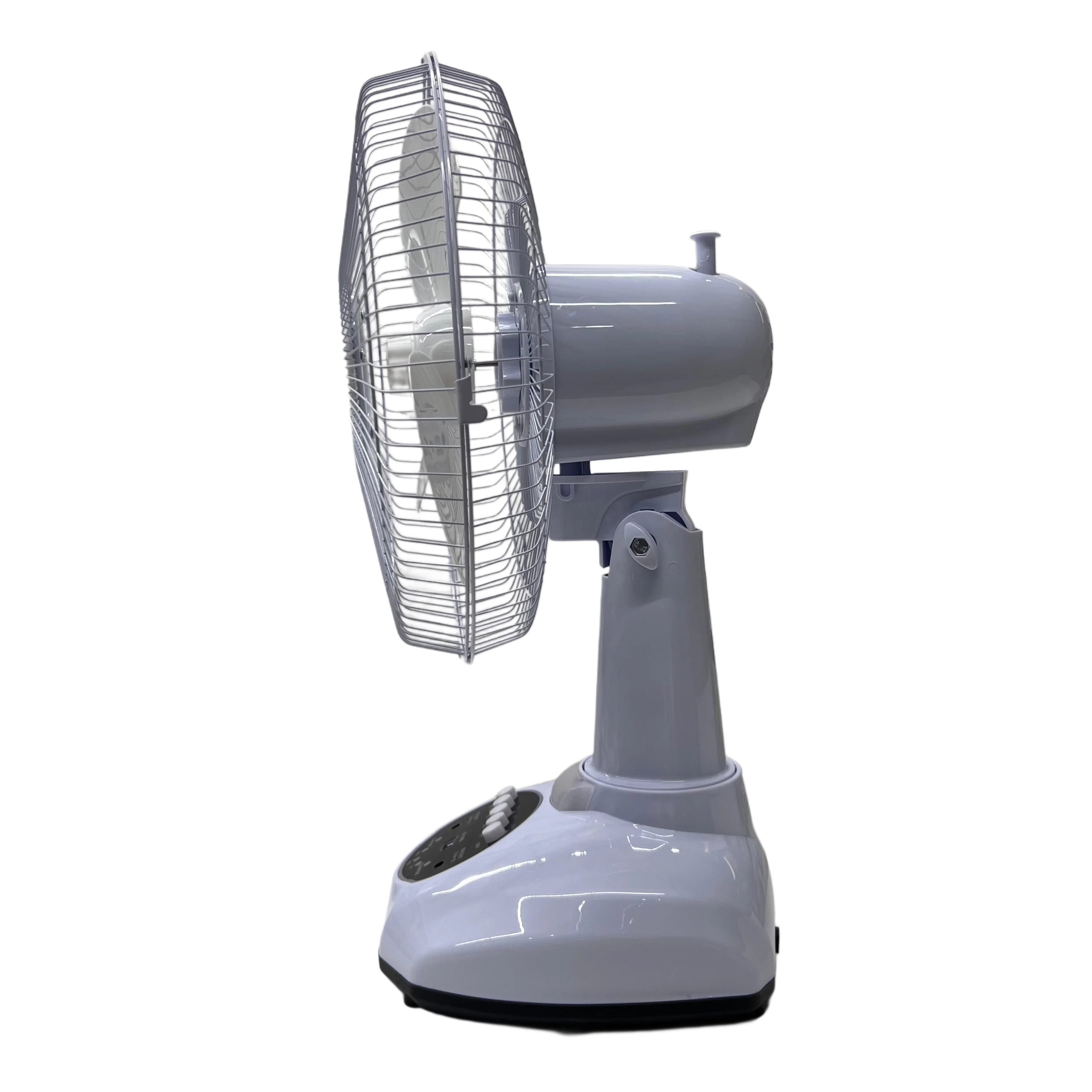 مروحة قابلة للشحن مع بطارية داخلية – 3 سرعات، منفذي USB، إضاءة منفصلة