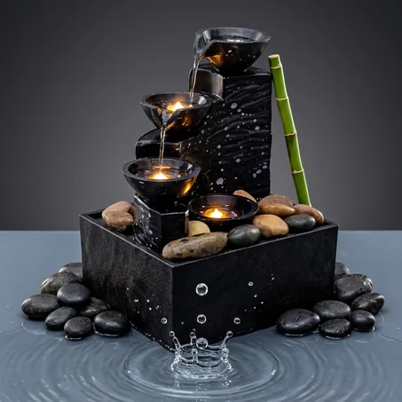 نافورة شلال ديكورية بإضاءة – تعمل بالبطاريات والكهرباء