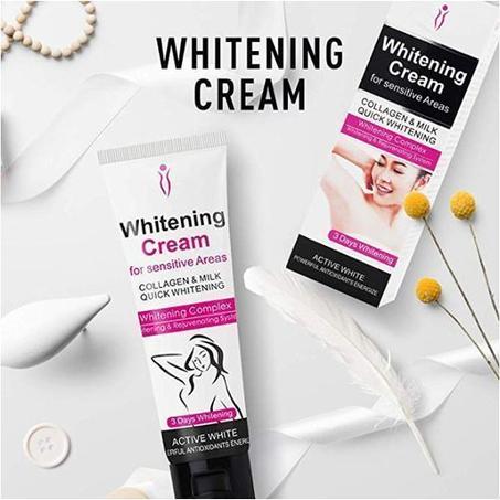 Crème éclaircissante zones sensibles et nettoyante.