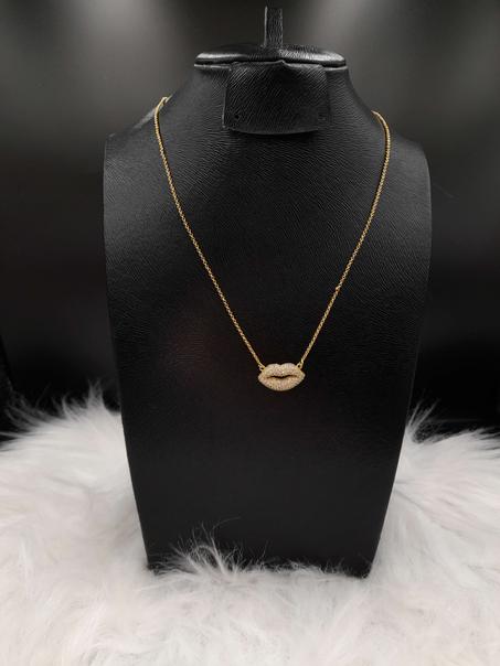 Collier à pendentif Bouche en Acier Inoxydable