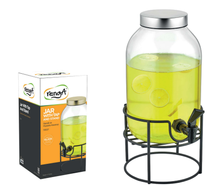 Bouteille en verre 5 litres avec support et robinet