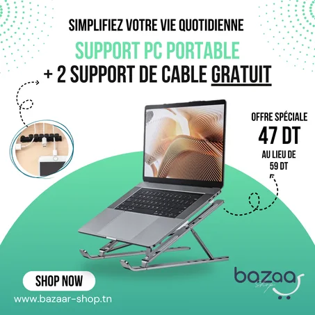 Support PC Portable + support de câble GRATUIT