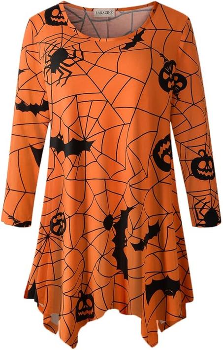 LARACE - Camisa de talla extragrande para mujer, camisa tipo túnica con manga 3/4, ajuste holgado, ropa básica para mujer