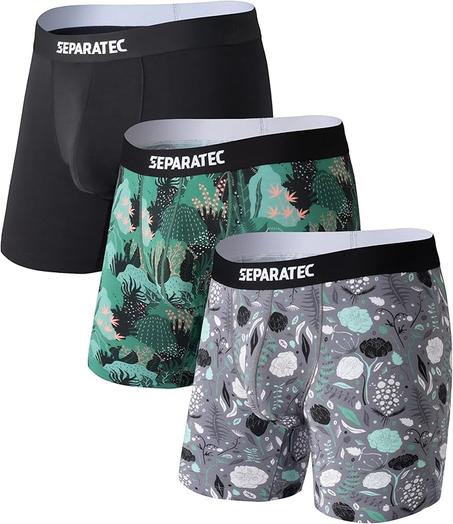 Separatec Ropa interior para hombre con bolsa que absorbe la humedad, doble bolsa, calzoncillos tipo bóxer de rayón de bambú para hombre, tema de Halloween