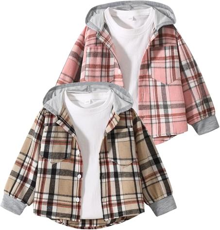 2 piezas de camisa a cuadros para niñas de 3 a 12 años