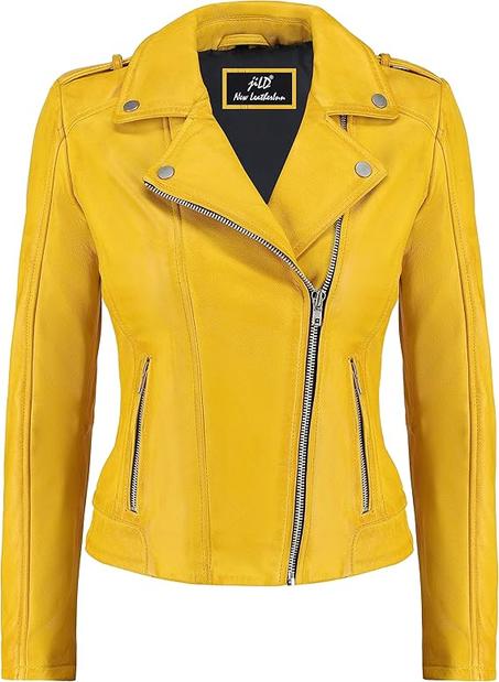 Jild Chaqueta de cuero vintage estilo motociclista para mujer, chaqueta de cuero ligera con cremallera y cremallera para mujer