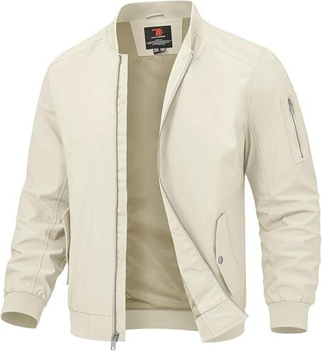TBMPOY Men's Lightweight Bomber Jackets Light Track Jackets Casual Fall Windbreaker Outdoor Golf Fashion Coat for Men