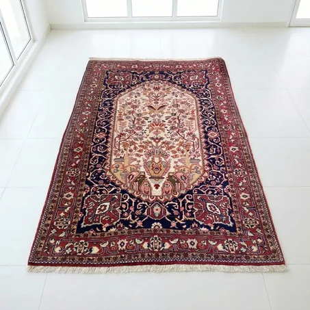 Tapis Sarough d'Iran en Laine – Motif au Vase et Oiseaux (165 × 110 cm)