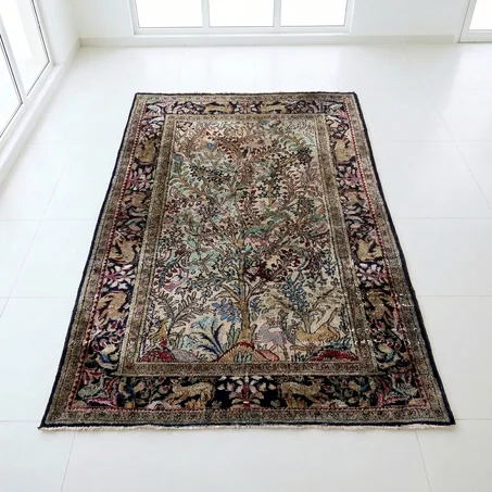 Tapis Ghom d'Iran en Soie – Motif "Arbre de Vie" (150 × 100 cm)