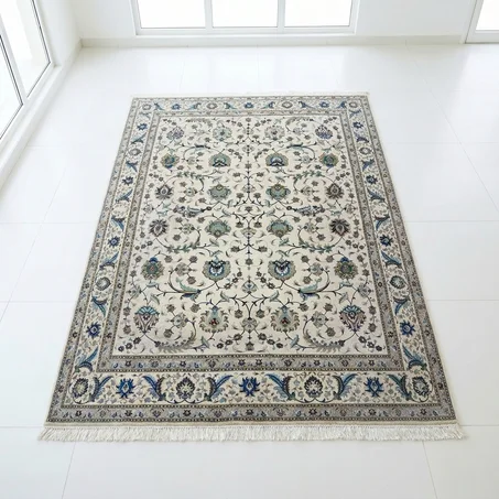 Tapis Naïn d'Iran en Laine de Kurk et Soie – Motif Continu (250 × 200 cm)
