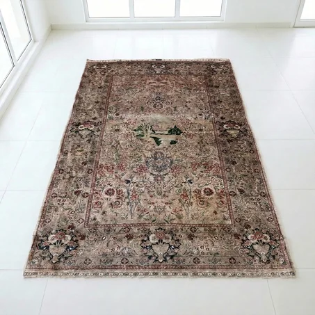Tapis China Hereke en Soie Fine – Paysage Narratif (180 × 120 cm)