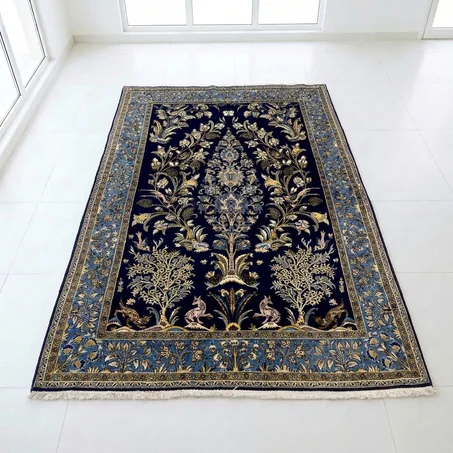 Tapis Ghom d'Iran – Motif "Arbre de Vie" (206 × 138 cm)