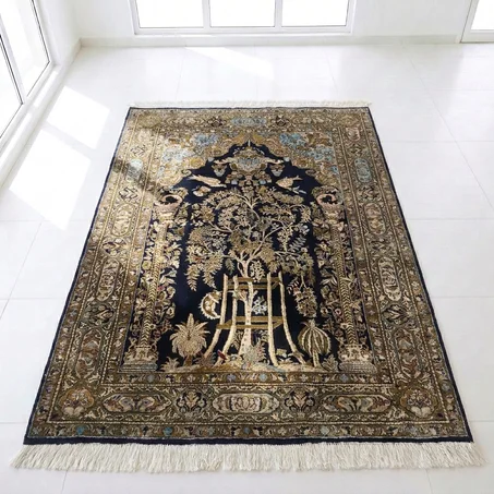 Tapis Ghom d'Iran en Soie – Motif "Arbre de Vie" (170 × 105 cm)
