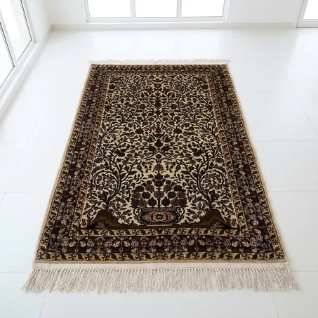 Tapis Ghom d'Iran – Motif "Arbre de Vie" en Soie et Cachemire (170 × 105 cm)