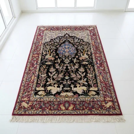 Tapis Isfahan d'Iran – Motif "Jardin de Paradis" (180 × 110 cm)