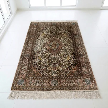 Tapis Ghom d'Iran – Soie et Cachemire (200 × 150 cm)