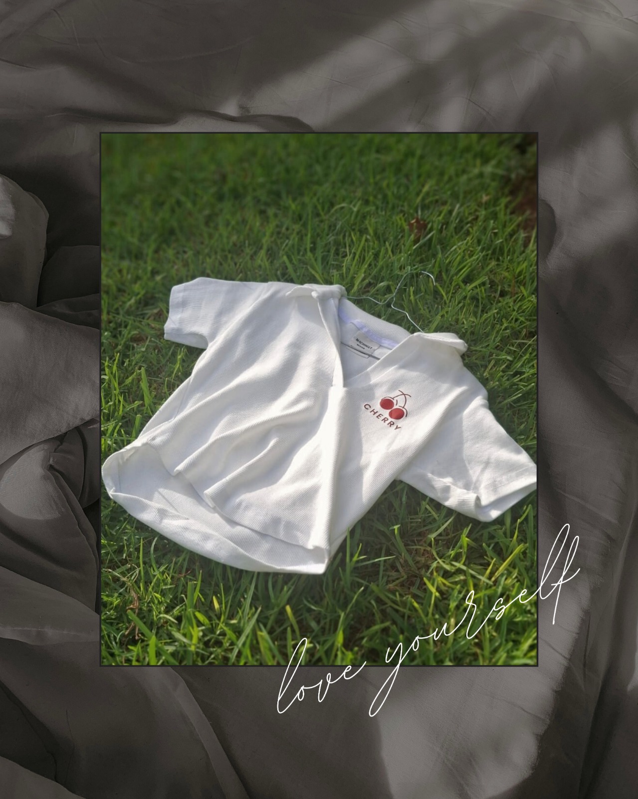 Polo crop top blanc en coton