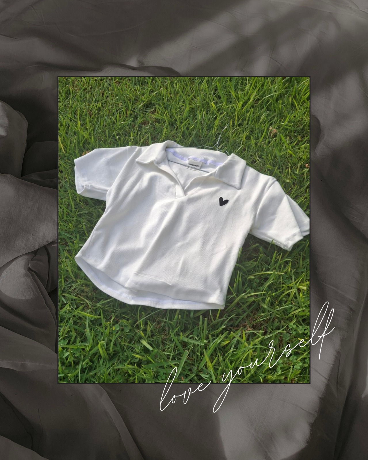 Polo crop top blanc en coton