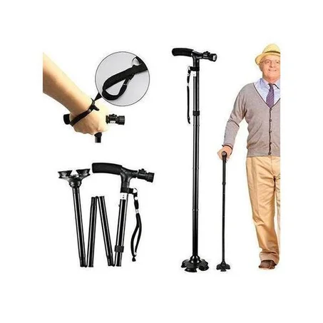 عصا "تراستي كين" Trusty Cane القابلة للطي والمزودة بإضاءة قوية