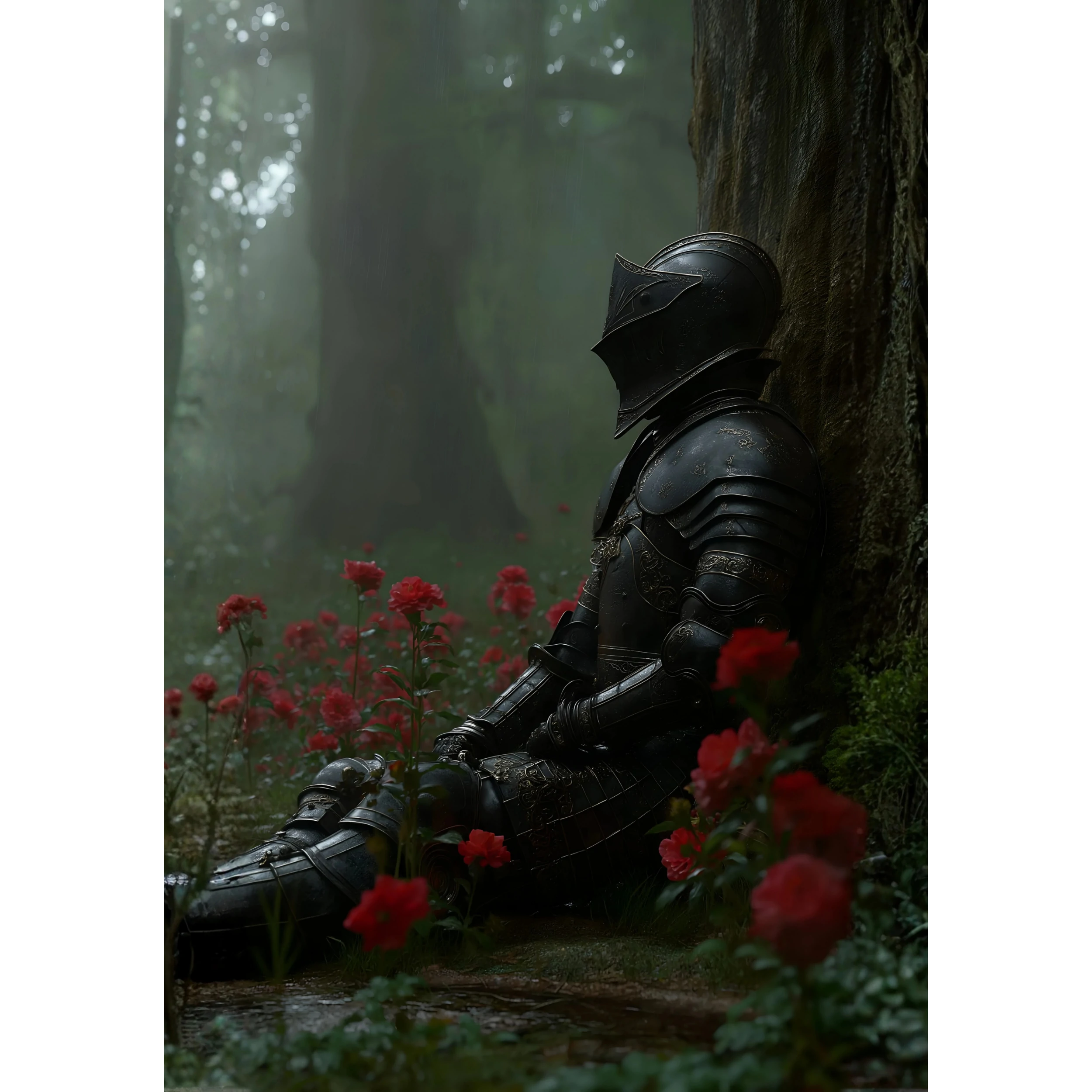 Medieval Knight Resting Against A Tree