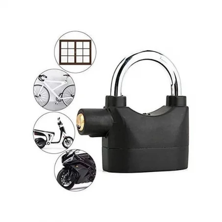 Serrure d'alarme, système de verrouillage d'alarme de sécurité universel, cadenas antivol avec 3 clés (noir)