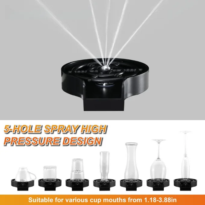 Lave-tasse automatique à haute pression, robinet de rinçage en verre, évier de cuisine en verre