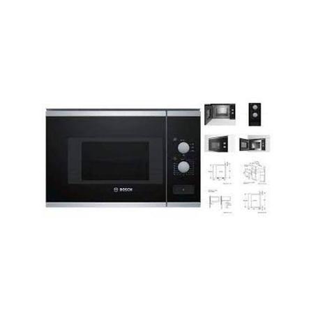 Bosch micro-ondes 60x38cm encastrable en verre Noir en Acier inoxydable - 20L