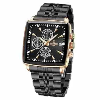 Luxury Men's Waterproof Watch - REWARD RD81100M Square Stainless Steel Strap, Quartz Movement, 30M Water Resistant Wristwatch