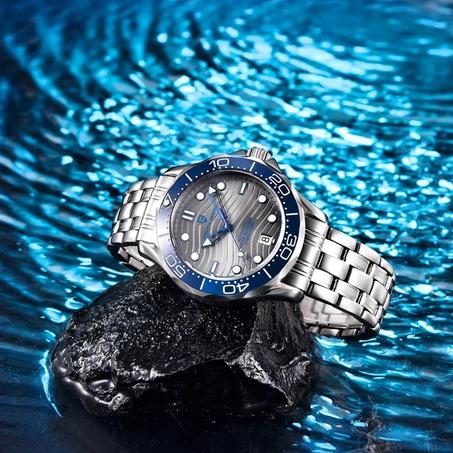 ساعة يد للرجال ميكانيكية مضادة للماء من الستانلس ستيل  من العلامة التجارية P.D