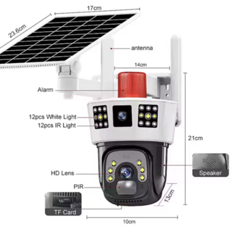 Caméra de surveillance solaire V380 PRO 4G – Double objectif 4K + PTZ