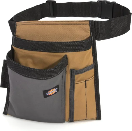 Dickies Bolsa de cinturón de herramientas de 5 bolsillos de un solo lado/Delantal de trabajo, construcción de lona duradera, cinturón ajustable para un ajuste personalizado