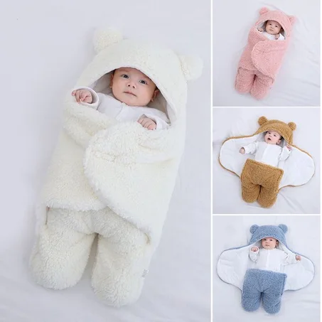 BabyBear  بطانية  النوم شديد النعومة لتلف طفلك مثل دمية دب