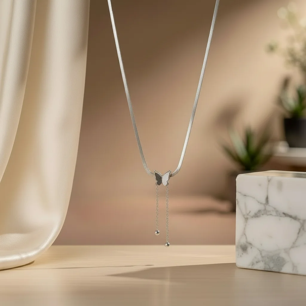 BUTTERFLY COLLIER SILVER