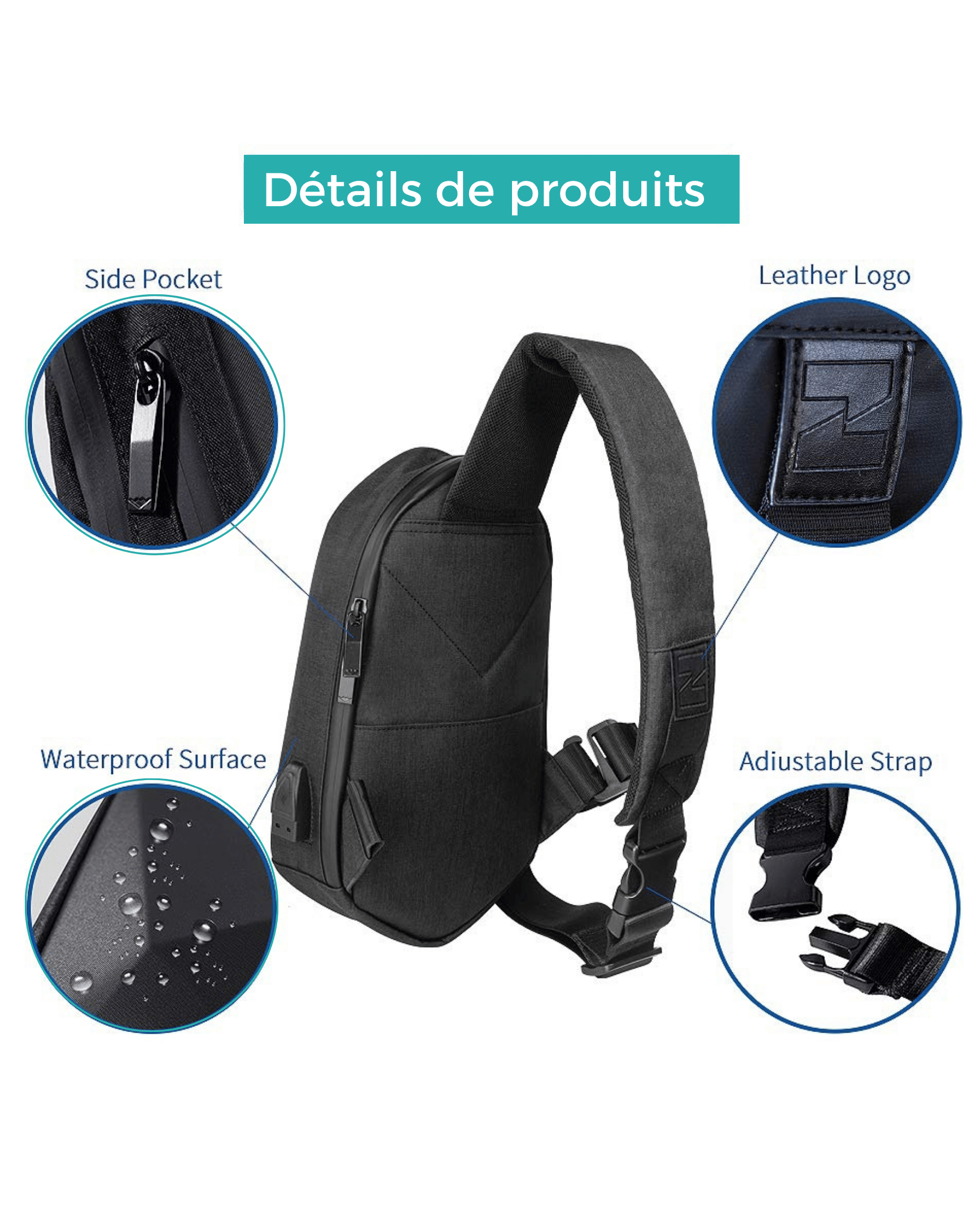 BEABORN – Sac Léger, Antivol et Connecté avec Port USB