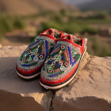 بلغة أمازيغية مطرزة باليد بلون أحمر ملكي