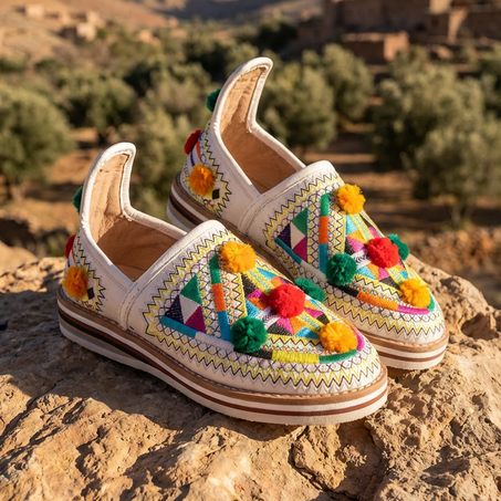 بلغة أمازيغية مطرزة بزوايق وألوان أصلية من قلب الجبل