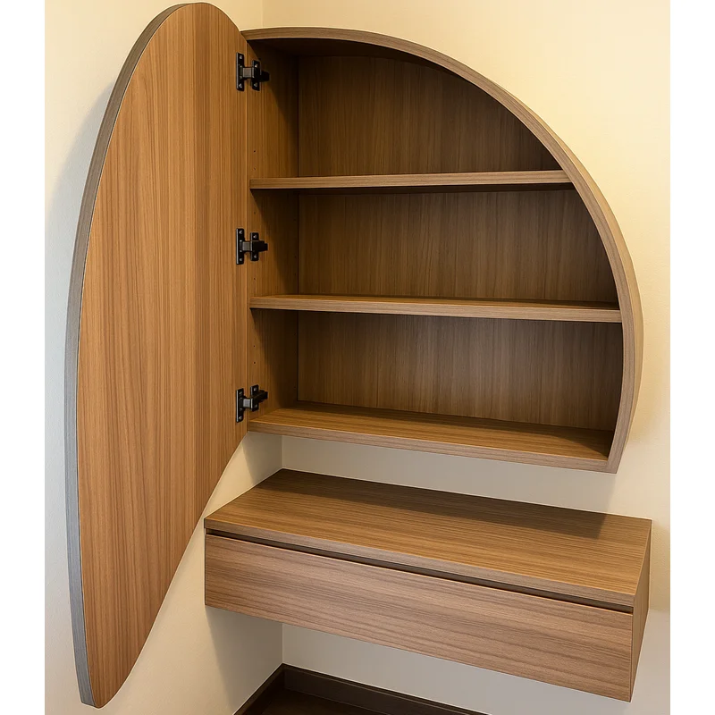 طاولة تزيين عصرية بمرآة – مثالية للأماكن الضيقة