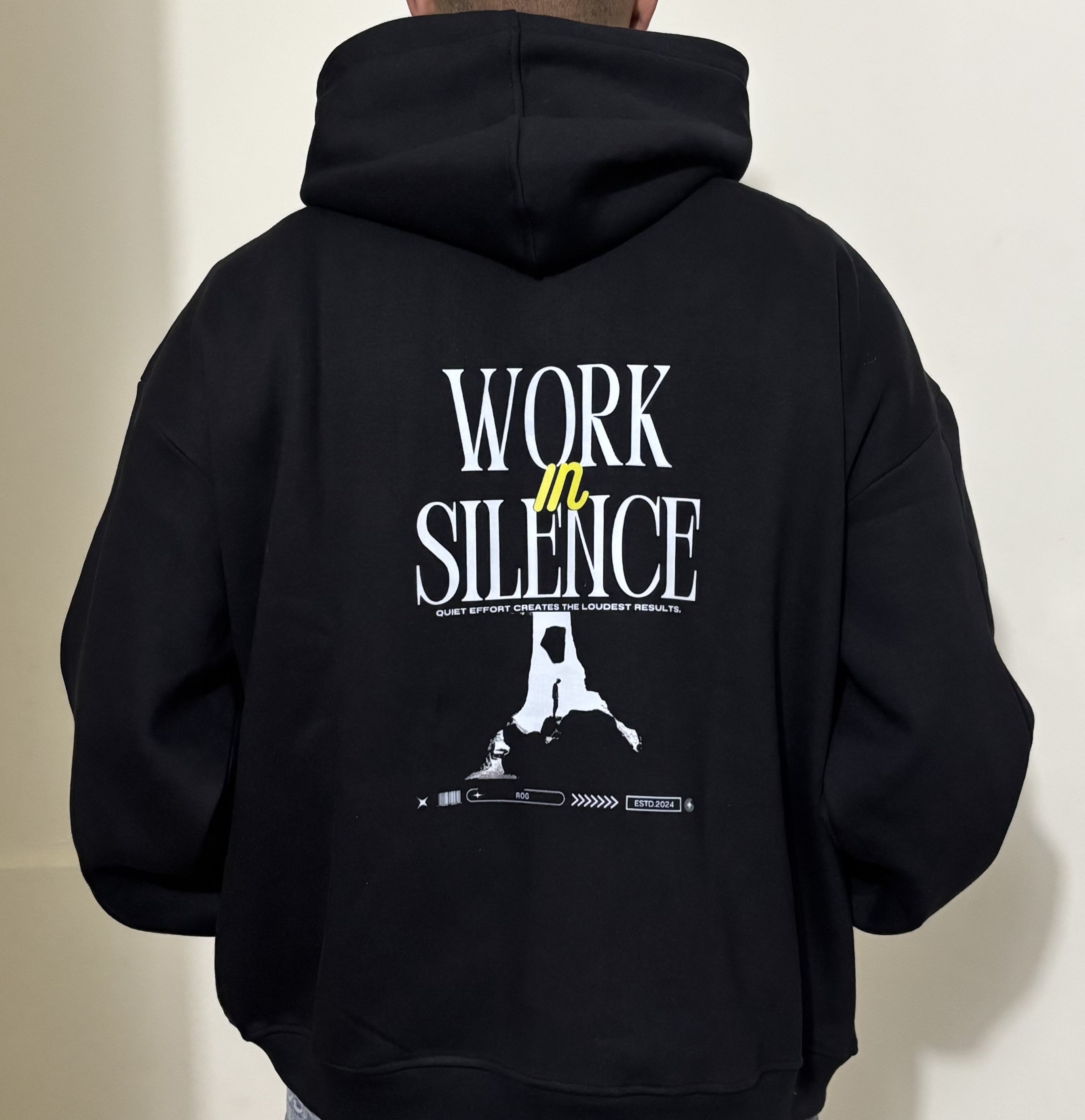 WORK IN SILENCE HOODIE - BLACK