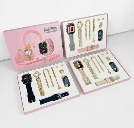 ساعة⌚ ذكية A58 plus للنساء فخمة مع اكسسوارات💍 6 في 1 التوصيل🛵 لجميع المدن في المغرب🇲🇦