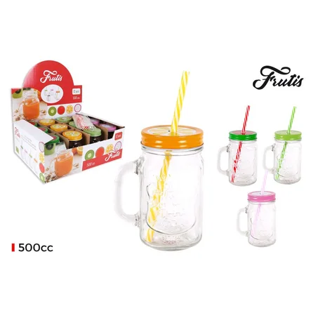 mug con tapa y pajita 500ccm frutis