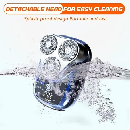 ماكينة حلاقة كهربائية صغيرة محمولة مع شاشة LED قابلة لاعادة الشحن بمنفذ USB ومقاومة للماء وسهلة الاستخدام الرطب والجاف بزر واحد مناسبة للمنزل والسيارة والتنقل