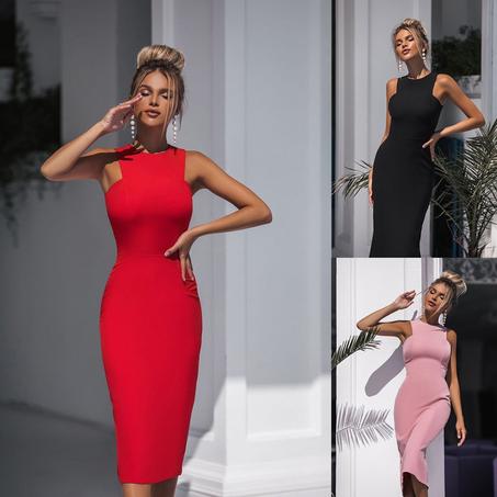 Anissa Deals™ Robe Midi Patchwork à Col Rond