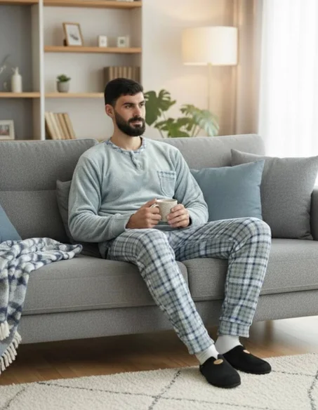 بيجامة رجالية بتصميم أنيق عملية ومريحة للاستخدام اليومي