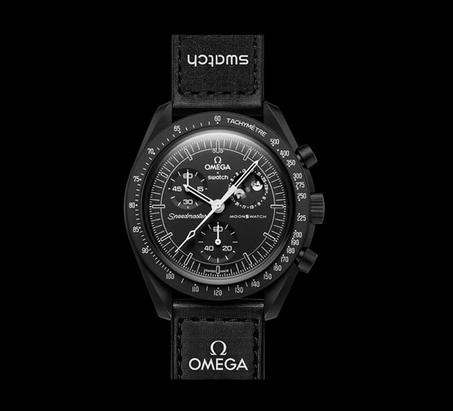 Swatch Montre bracelet Moonswatch Omega x Mission to the Moonphase Snoopy noir, Noir