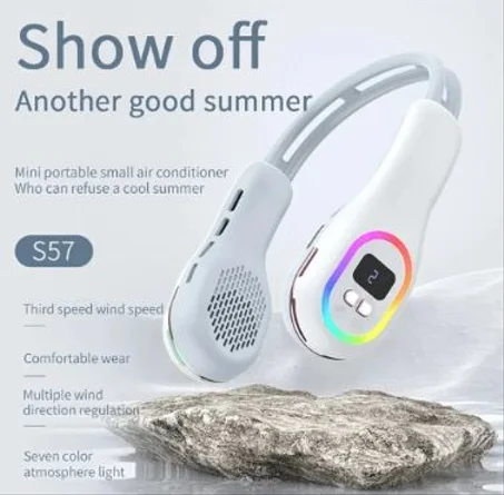 2024 مروحة الرقبة المبهرة: 7 ألوان، تعديل 3 سرعات ، تبريد بصمت