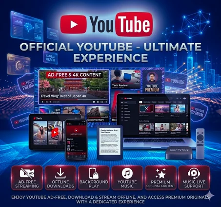 YouTube Premium Subscription 12 Months – No Ads, Background Play & YouTube Music