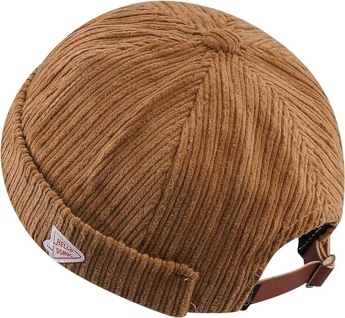 Lot De 4 Bonnets Docker Sans Bord - Velours Côtelé, Couleurs Assorties (café, Noir, Beige, Jaune), Taille Unique Réglable, Unisexe, Style Rétro