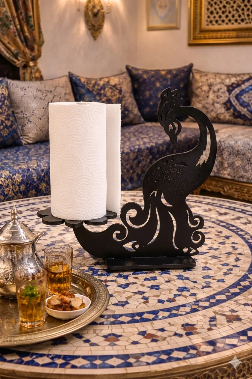 حامل مناديل بتصميم طاووس أنيق – ديكور فاخر للطاولات
