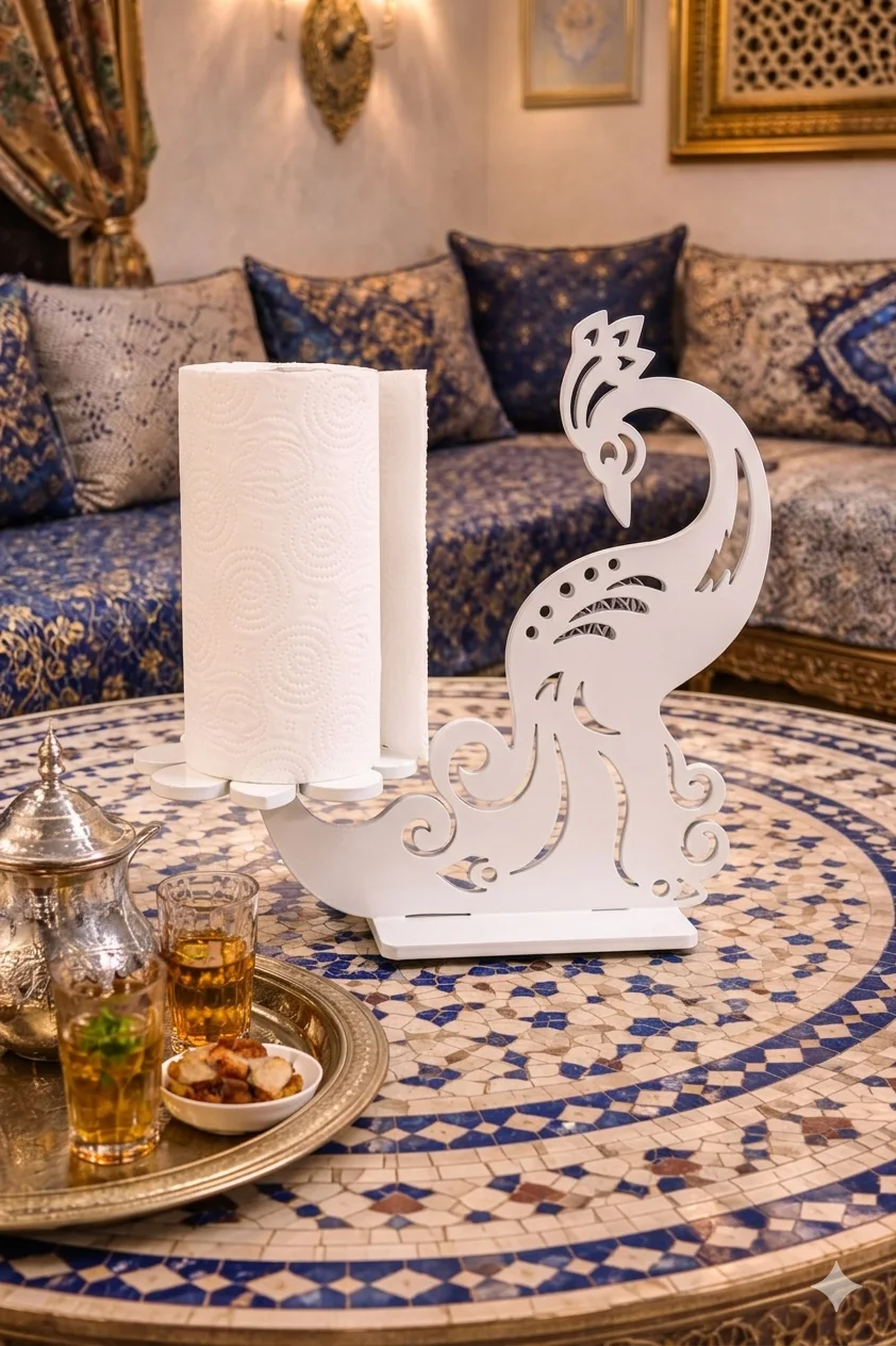 حامل مناديل بتصميم طاووس أنيق – ديكور فاخر للطاولات