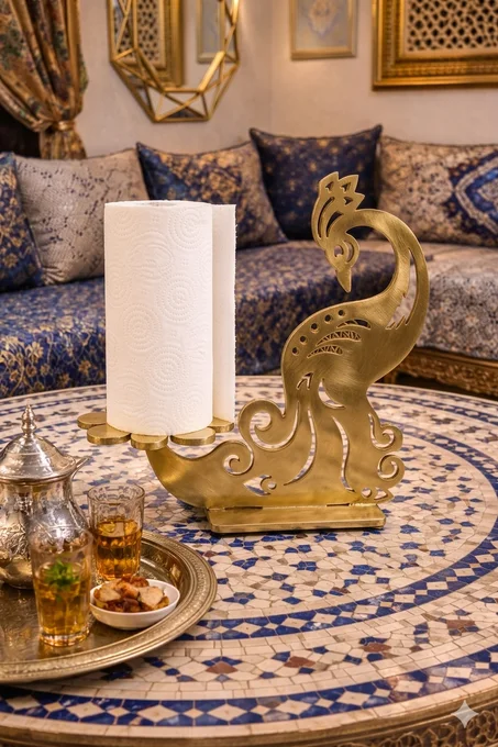 حامل مناديل بتصميم طاووس أنيق – ديكور فاخر للطاولات